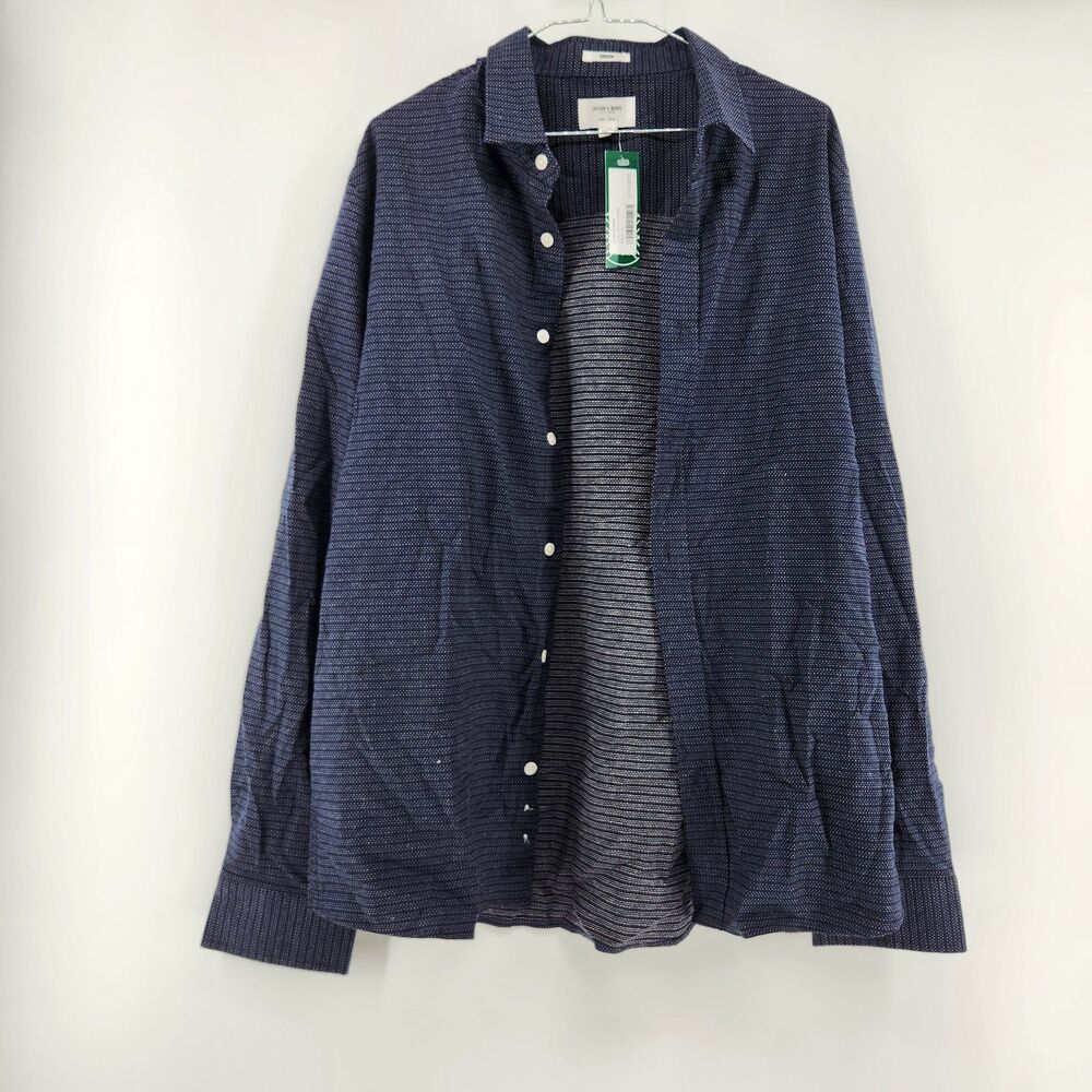 Julian & Mark‎ Men's Large Navy Long Sleeve Dobby Shirt NWOT
